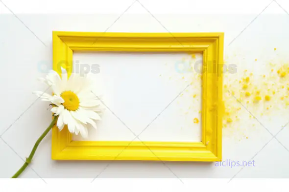 Yellow Frame with White Daisy