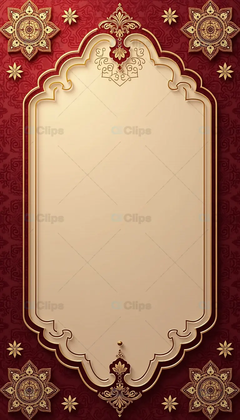 Ornate Frame with Gold Detailing on Red Background