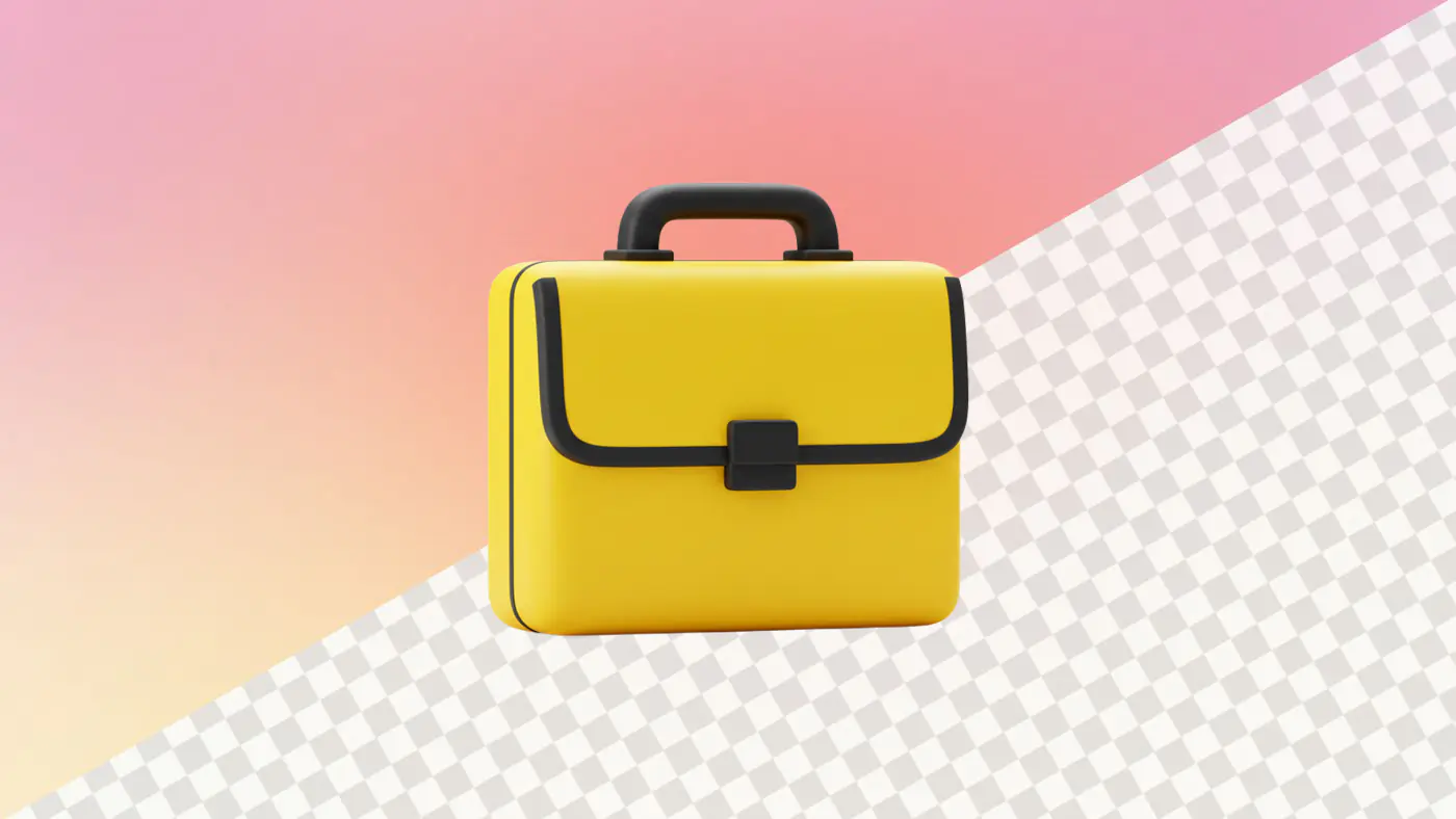 Bright yellow briefcase with black trim and handle