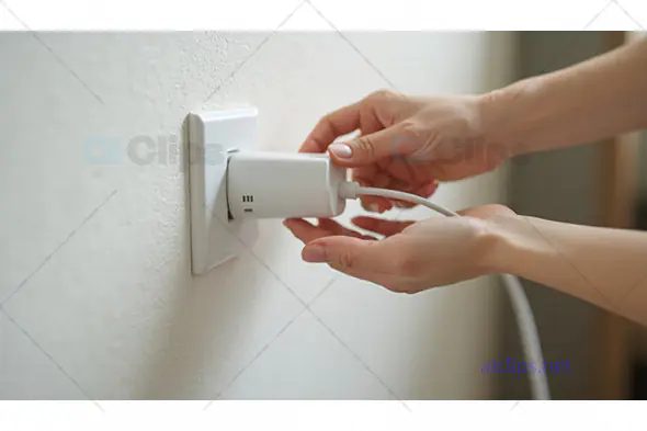 Hands Plugging Charger into Wall Socket