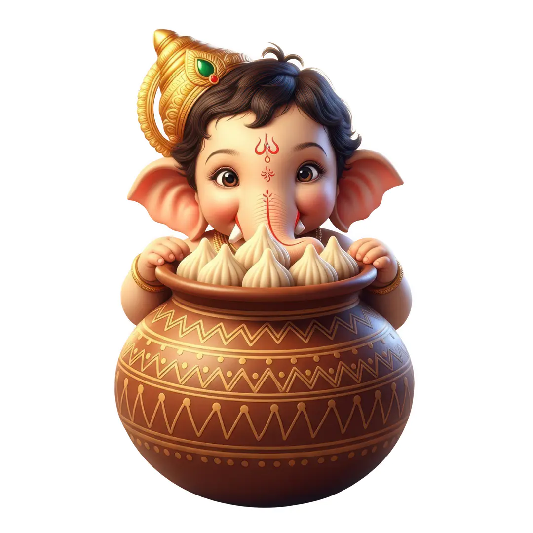 Cute Ganesha Eating Modaks PNG Clipart