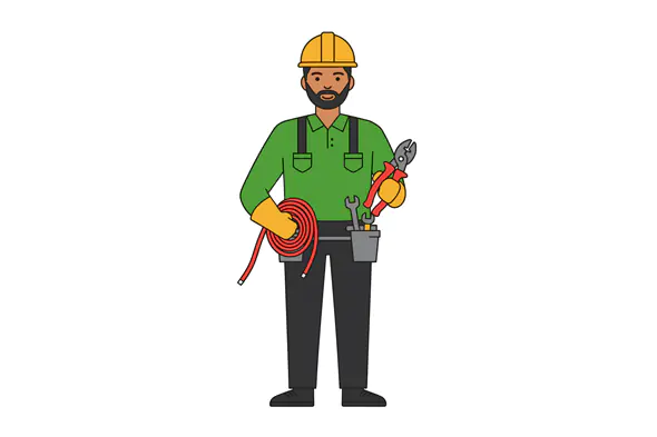 Skilled Electrician Vector Illustration