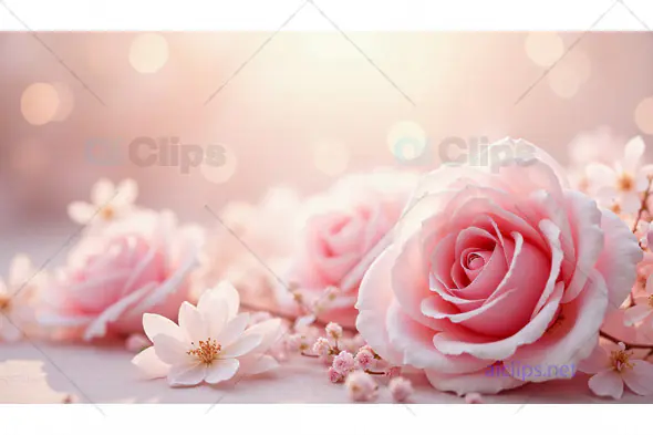 Pink Roses and Blossoms with Bokeh