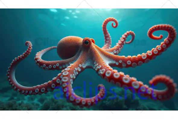 Vibrant Red Octopus with Extended Tentacles