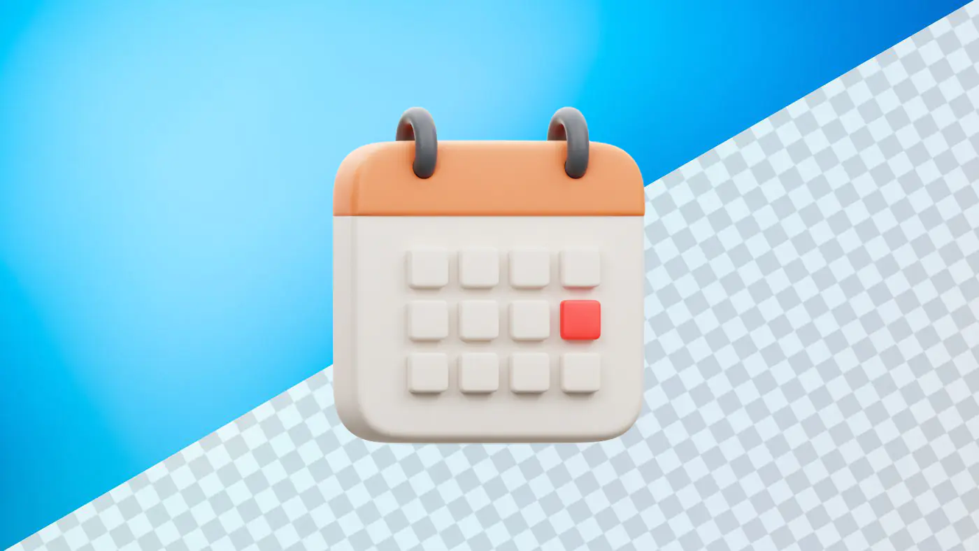 Stylized calendar icon with red marked date
