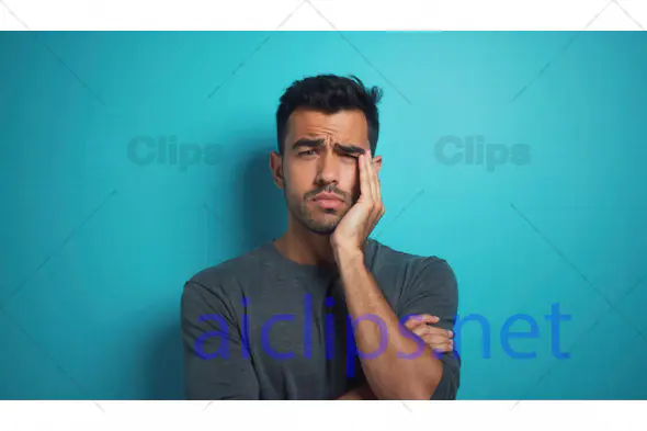 Frustrated Man Leaning on Hand