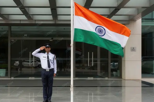 Professional Guard Saluting the Indian Flag