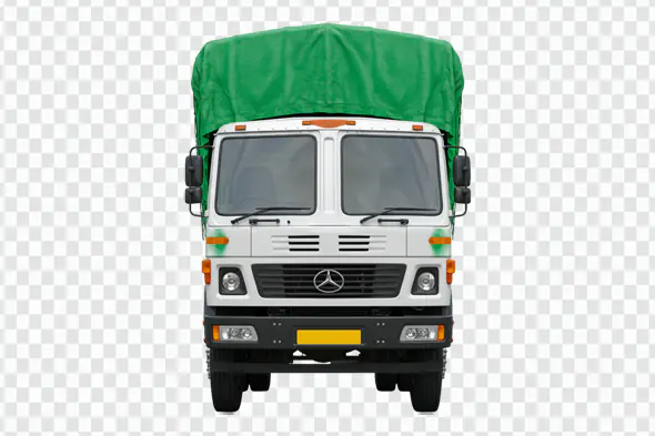 White Mercedes Truck Green Canopy PNG