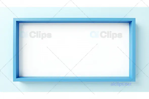 Blue Minimalist Frame on White Background