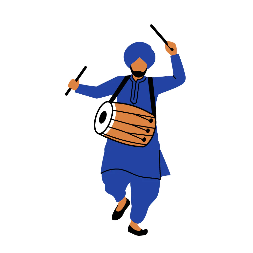 Dhol Drummer Vector Illustration