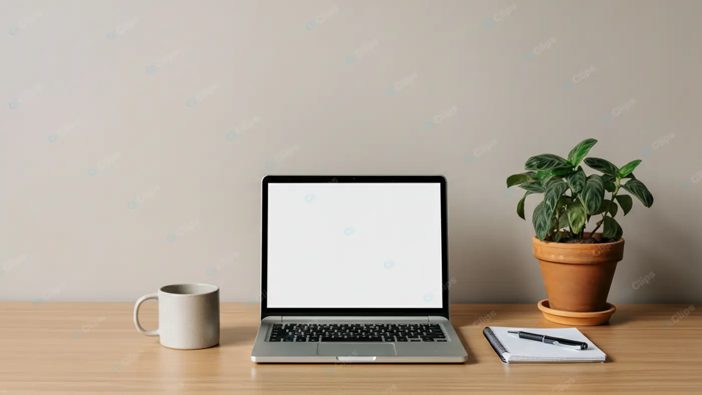 Minimalist Desk Setup with Laptop