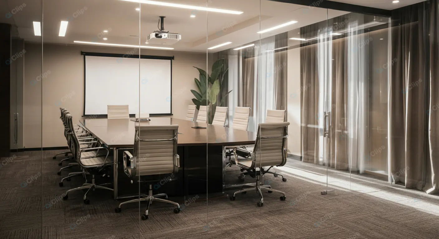 Modern Conference Room with Glass Walls