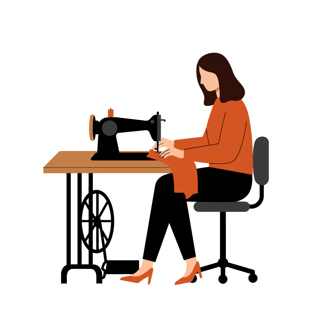 Seamstress at Vintage Machine Vector
