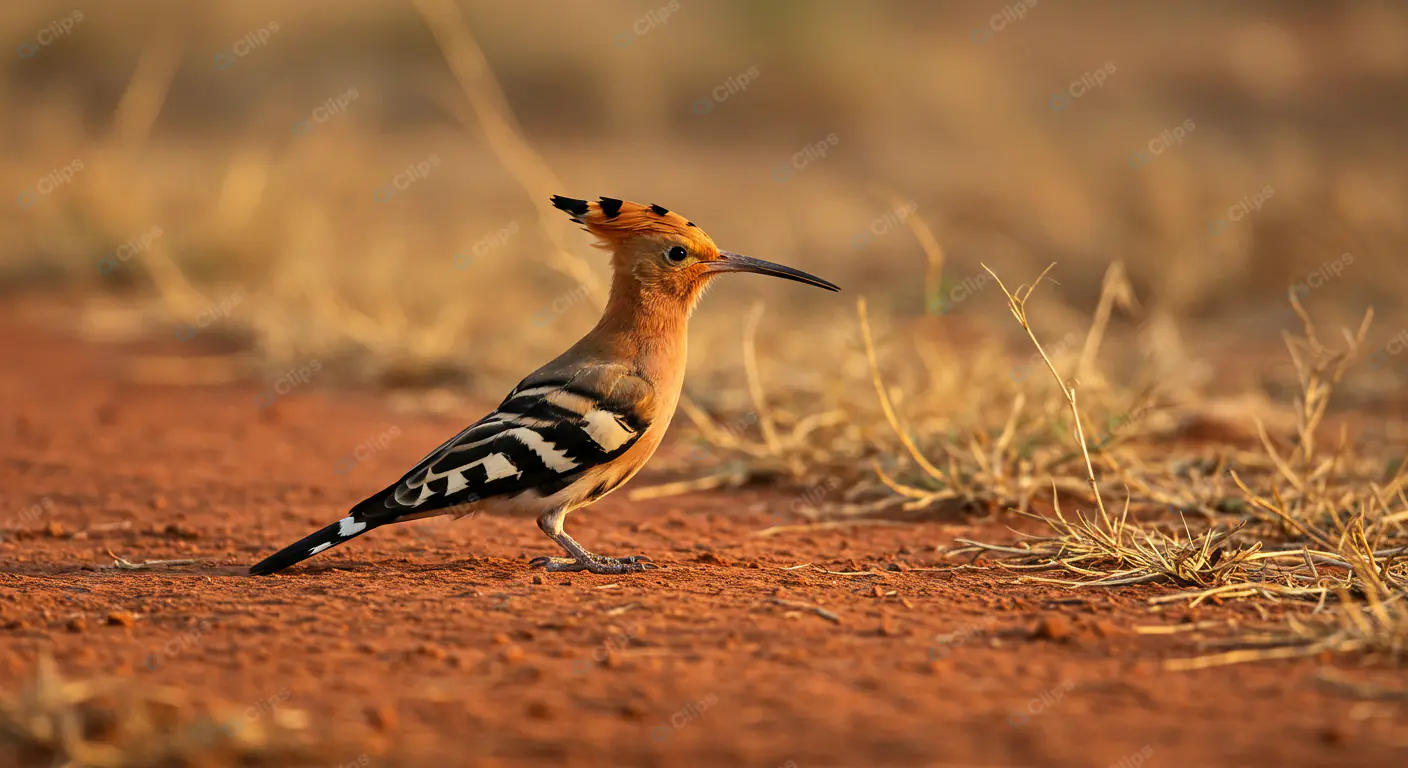 Vibrant Hoopoe on Arid Ground