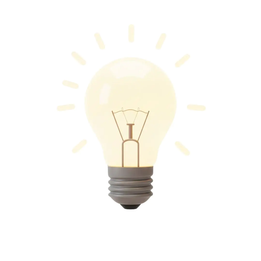Glowing lightbulb on blue sky checkered background