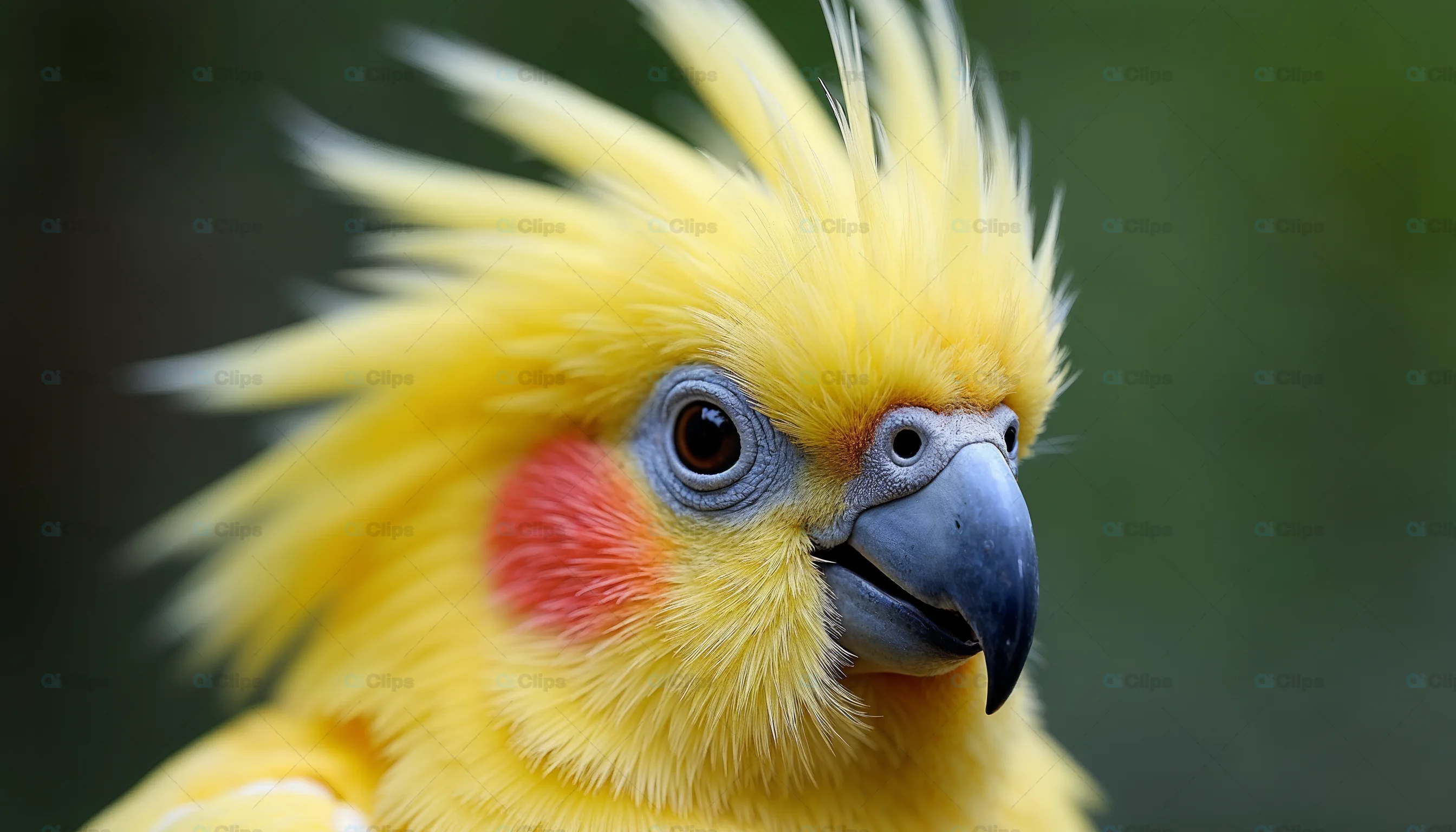 Close-Up of Yellow-Crested Cockatoo with Red Cheeks