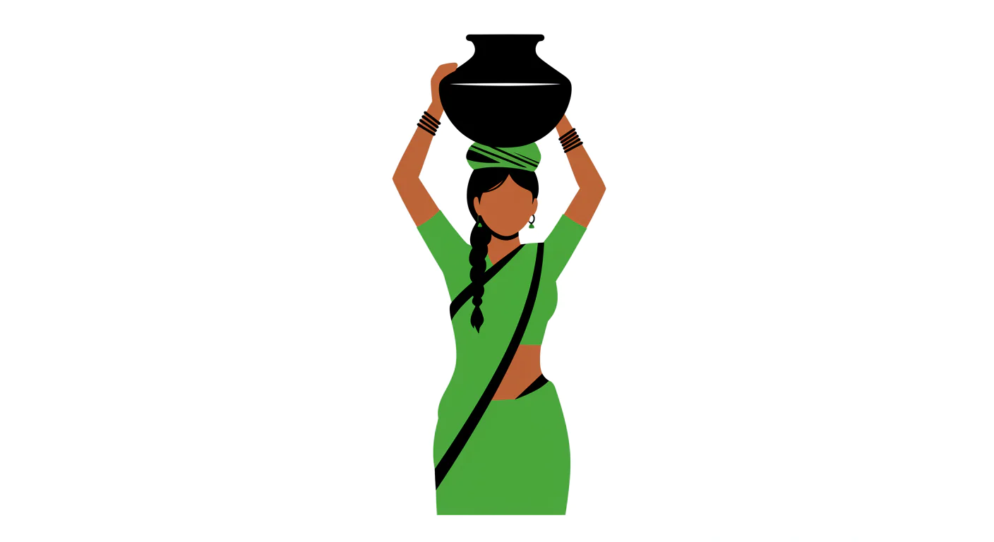 Green Sari Water Bearer Vector