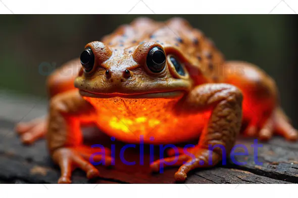 Glowing Orange Frog in Low Light