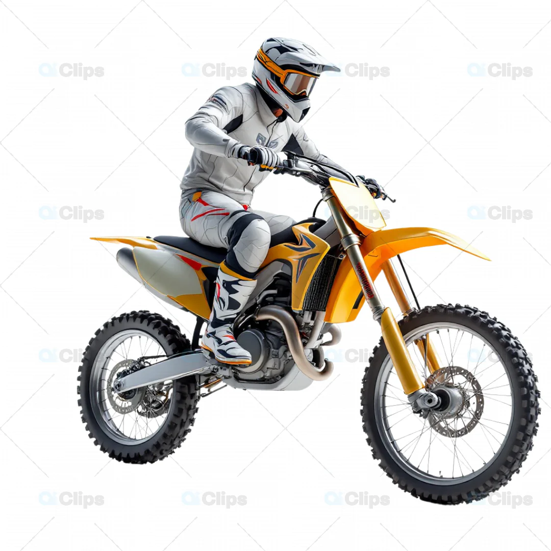 3D Motocross Rider on Orange Dirt Bike