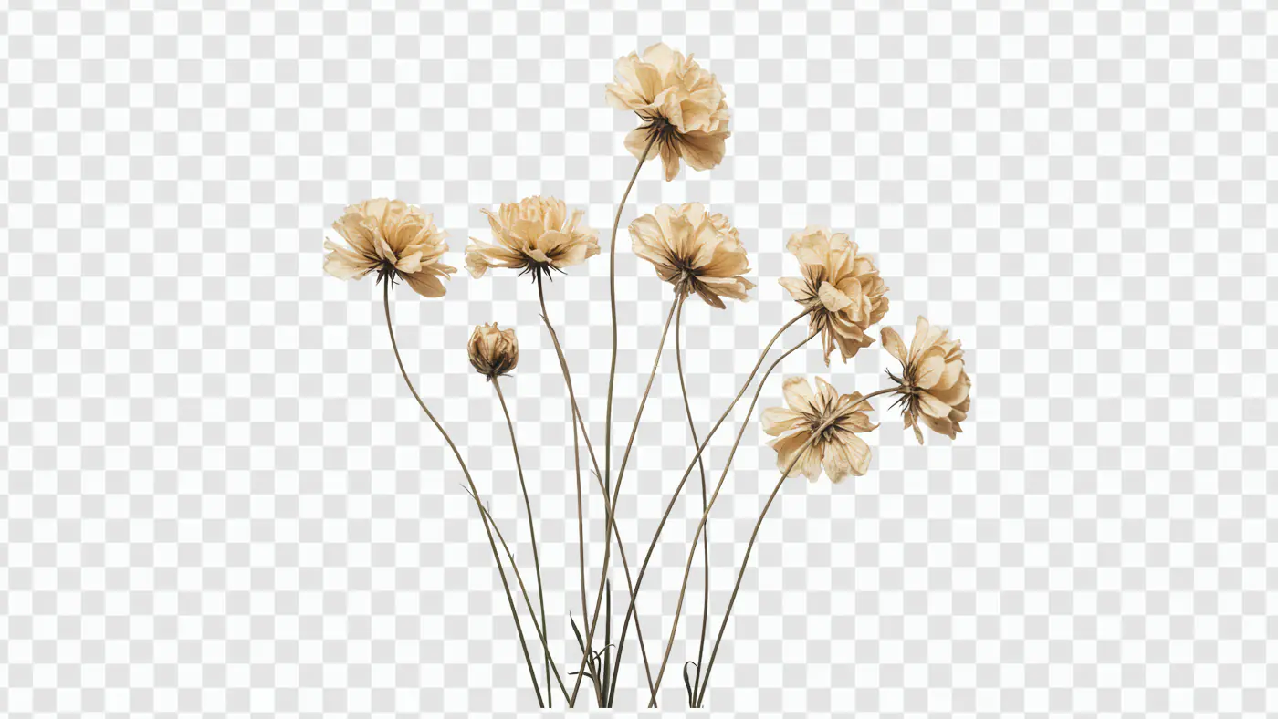 Elegant Dried Cosmos Flowers Bouquet PNG Clipart