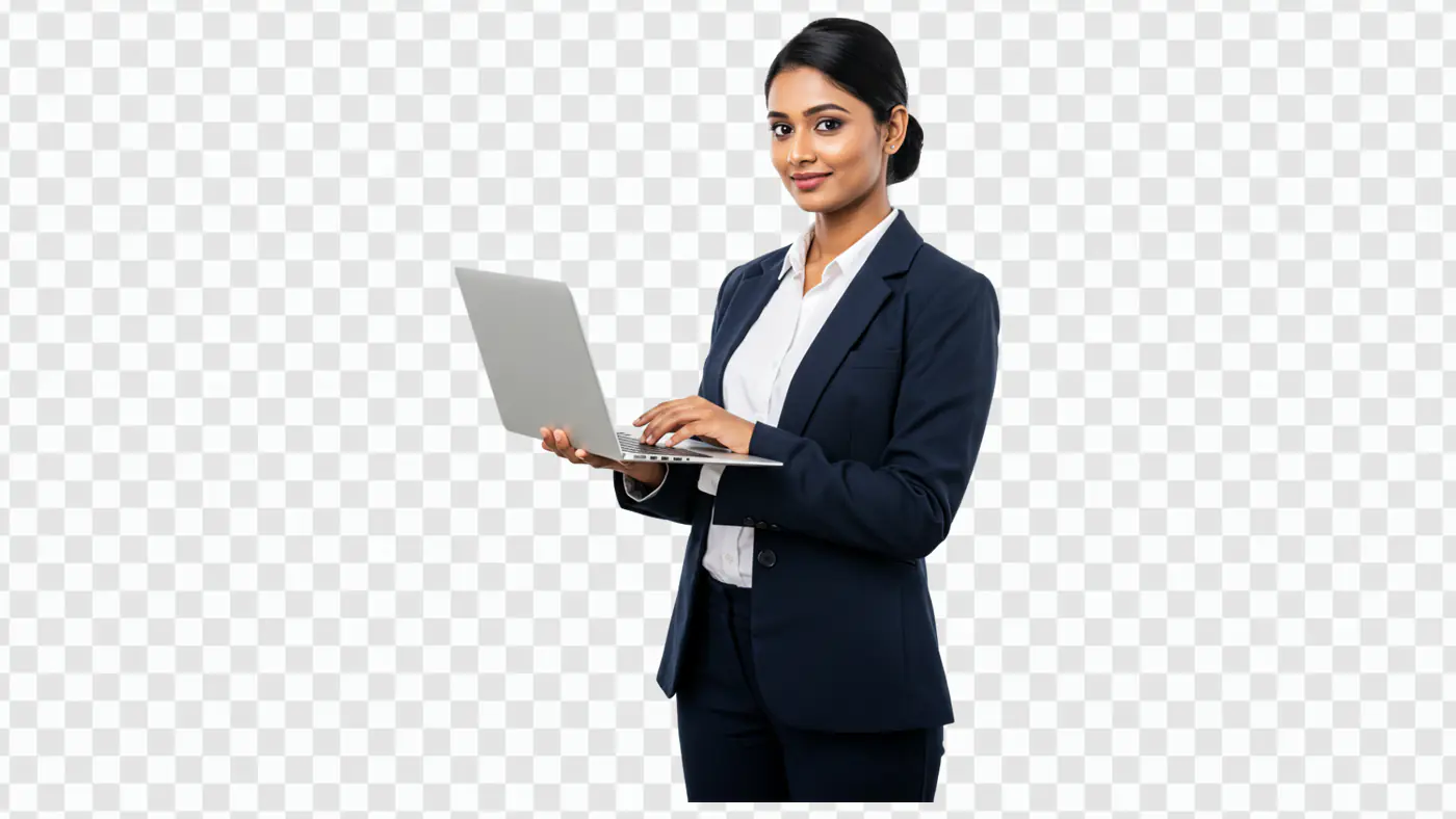 Professional Indian Businesswoman with Laptop PNG Clipart