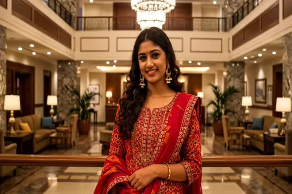 Radiant Bride in Luxurious Hotel Lobby