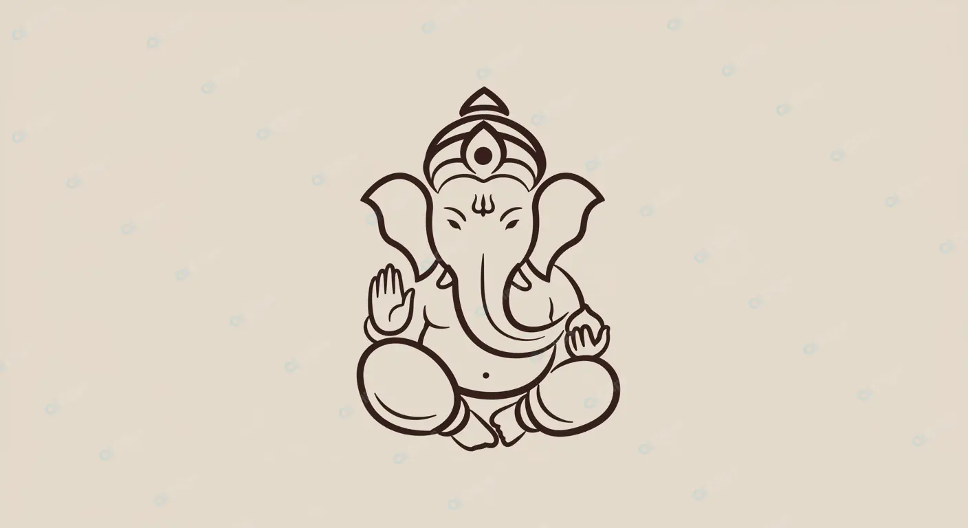 Minimalist Ganesha Line Drawing on Textured Background