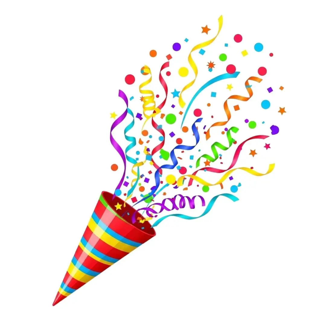 Colorful Exploding Party Popper with Confetti Clipart PNG