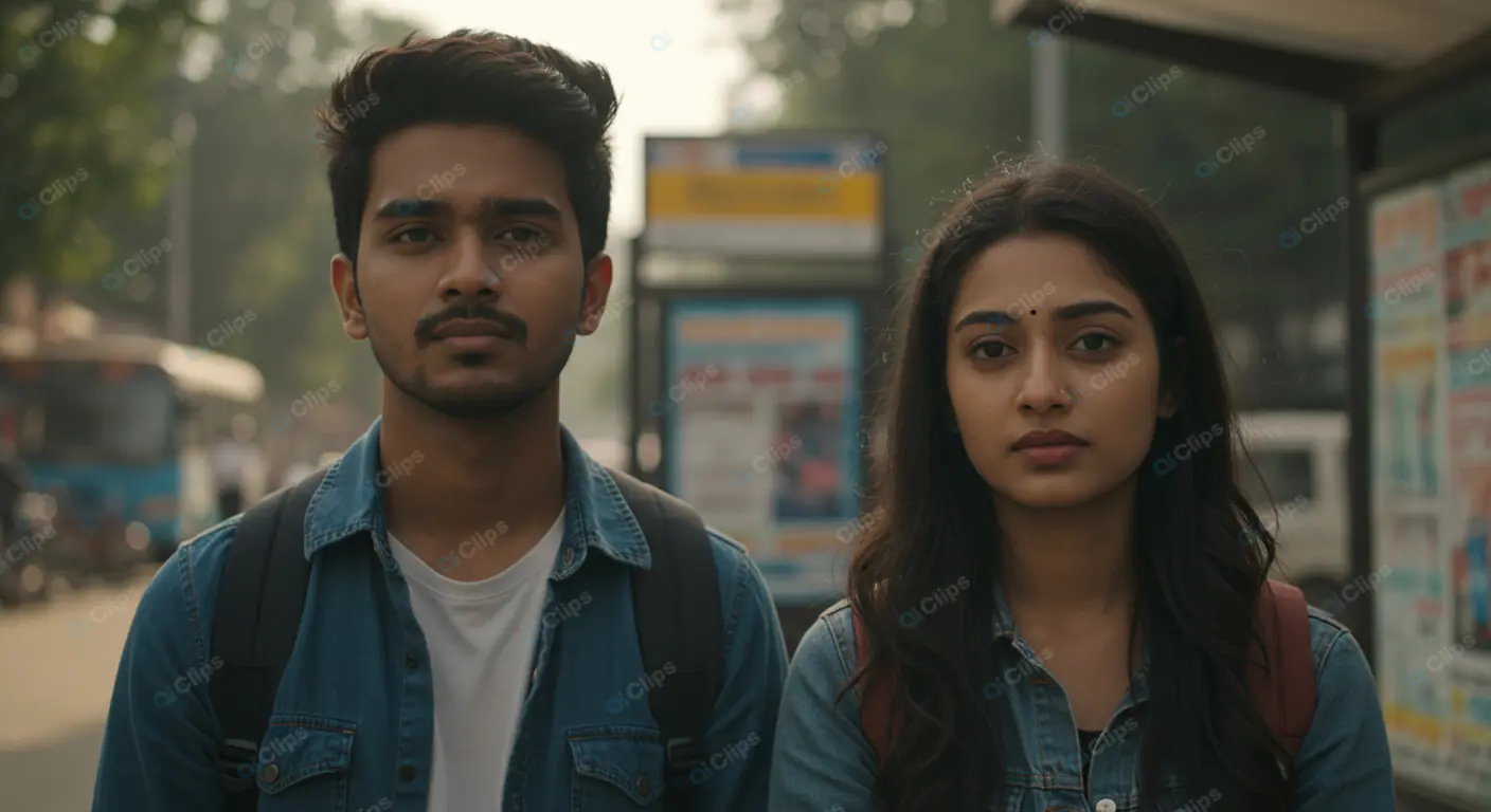 Urban Indian Youth at Bus Stop