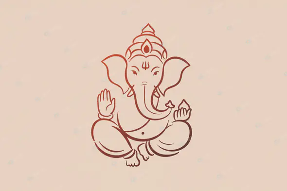 Minimalist Ganesha Outline on Blush Background