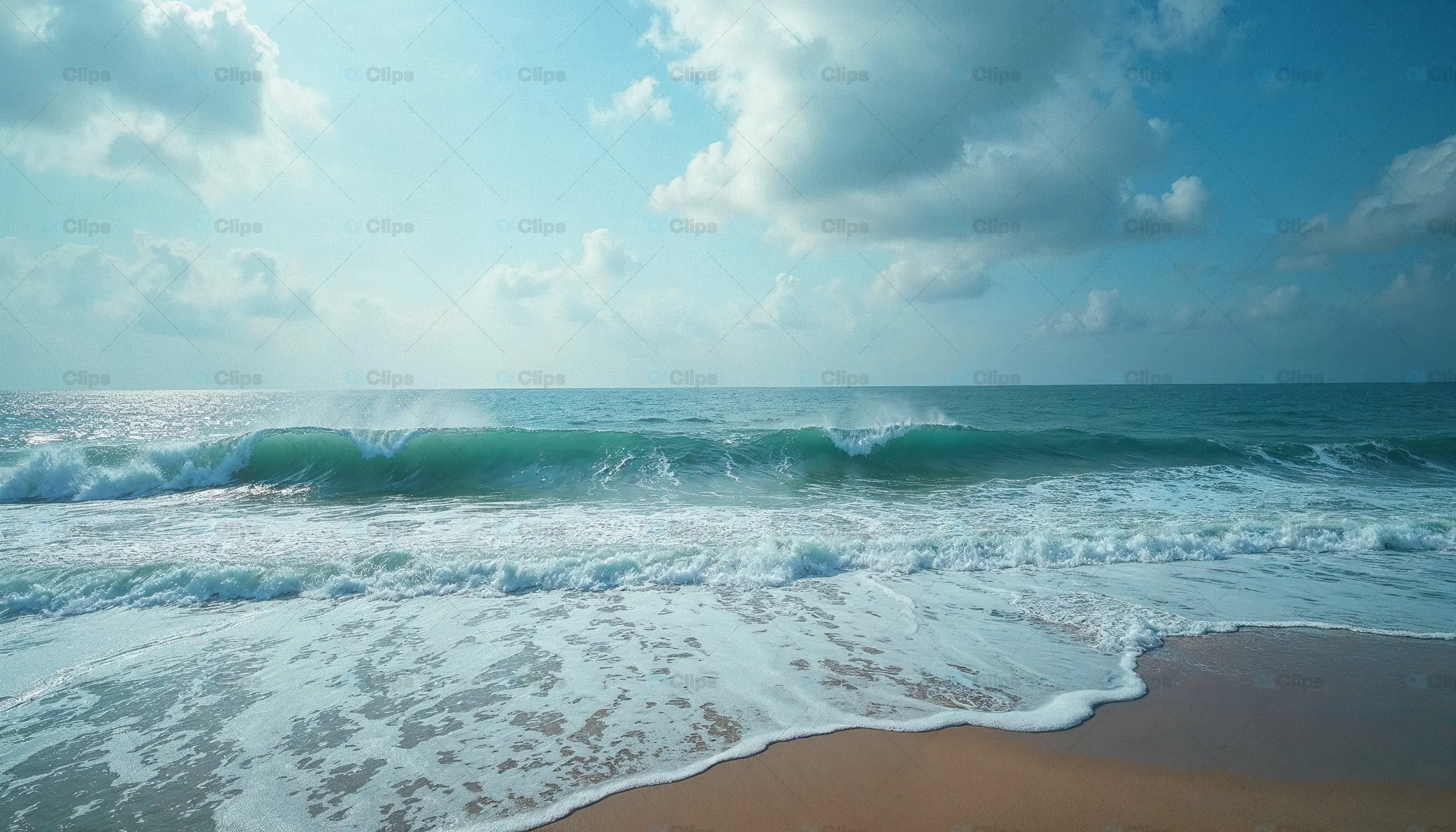 Scenic Ocean Waves on Sandy Beach