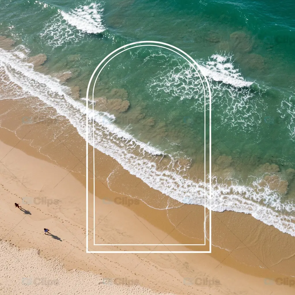 Aerial Coastal Mockup with Minimalist Arch Overlay