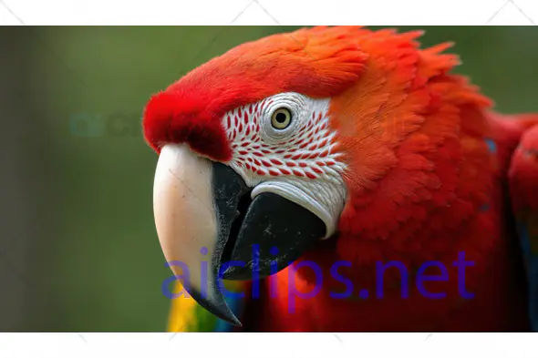 Close-Up of Scarlet Macaw with Bright Red Feathers