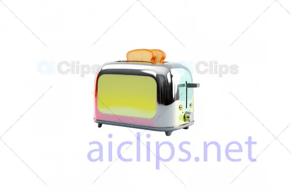 3D Gradient Chrome Toaster with Toast Slices