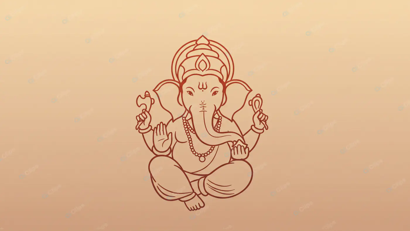 Rustic Ganesha Line Illustration
