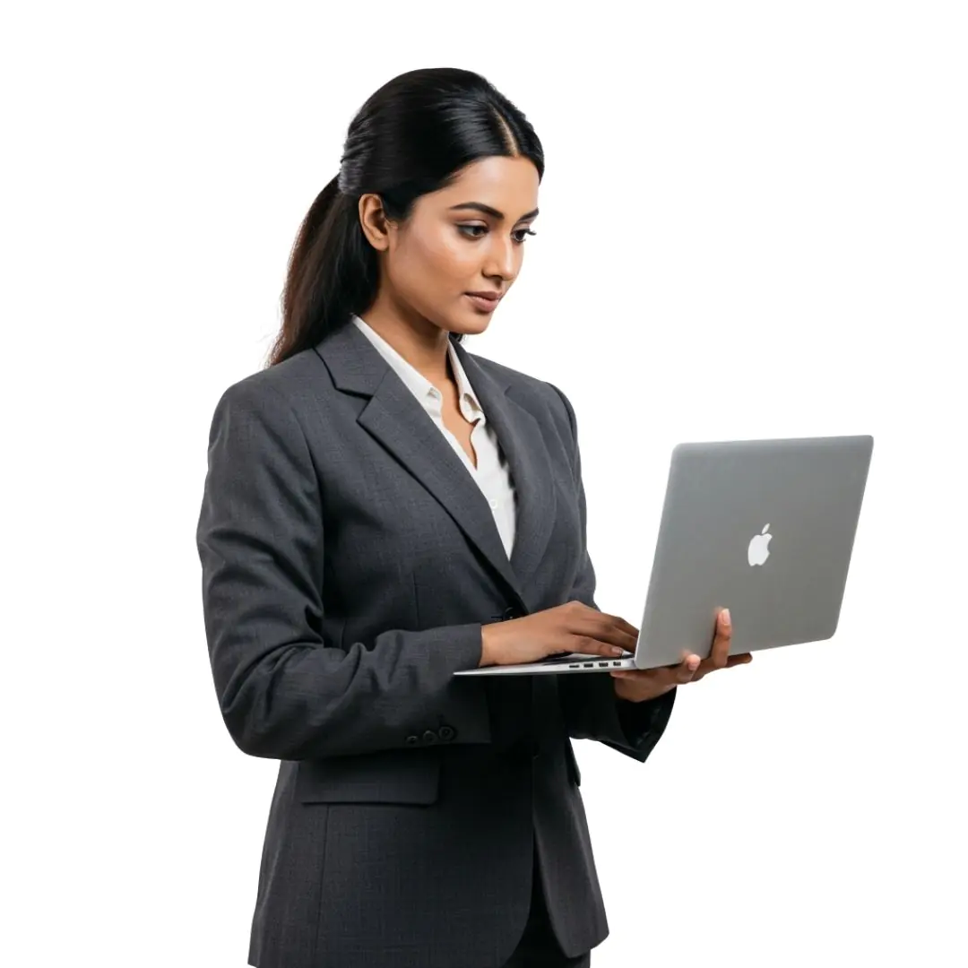 Professional Indian Businesswoman Using Laptop PNG Clipart