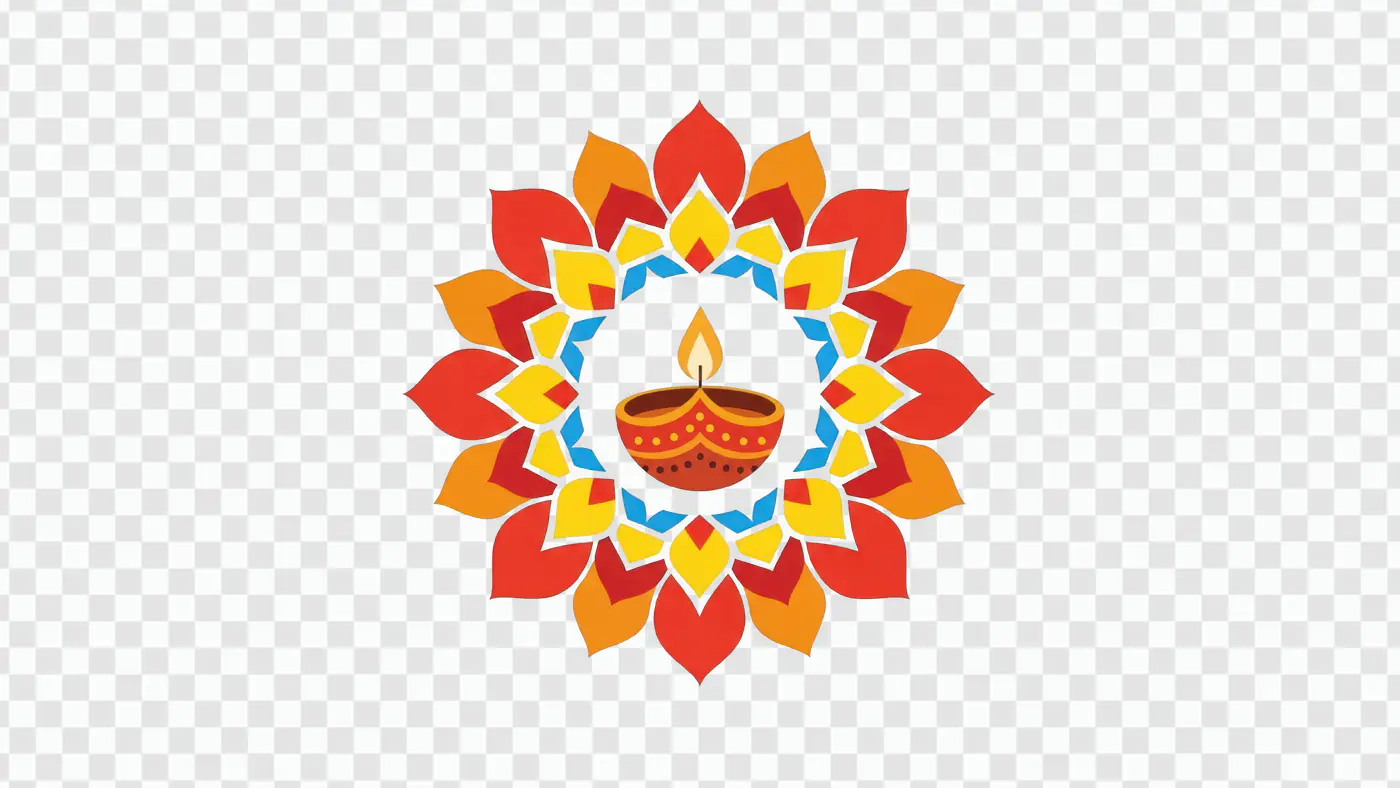 Radiant Diya Rangoli Graphic Indian Festival Celebration