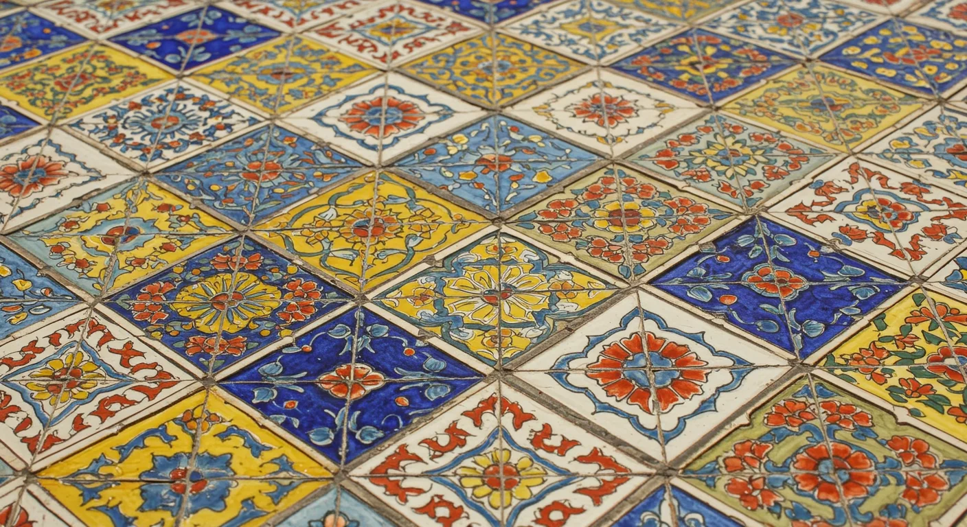 Colorful Geometric Mosaic Tiles | Traditional Hand-Painted Pattern Design