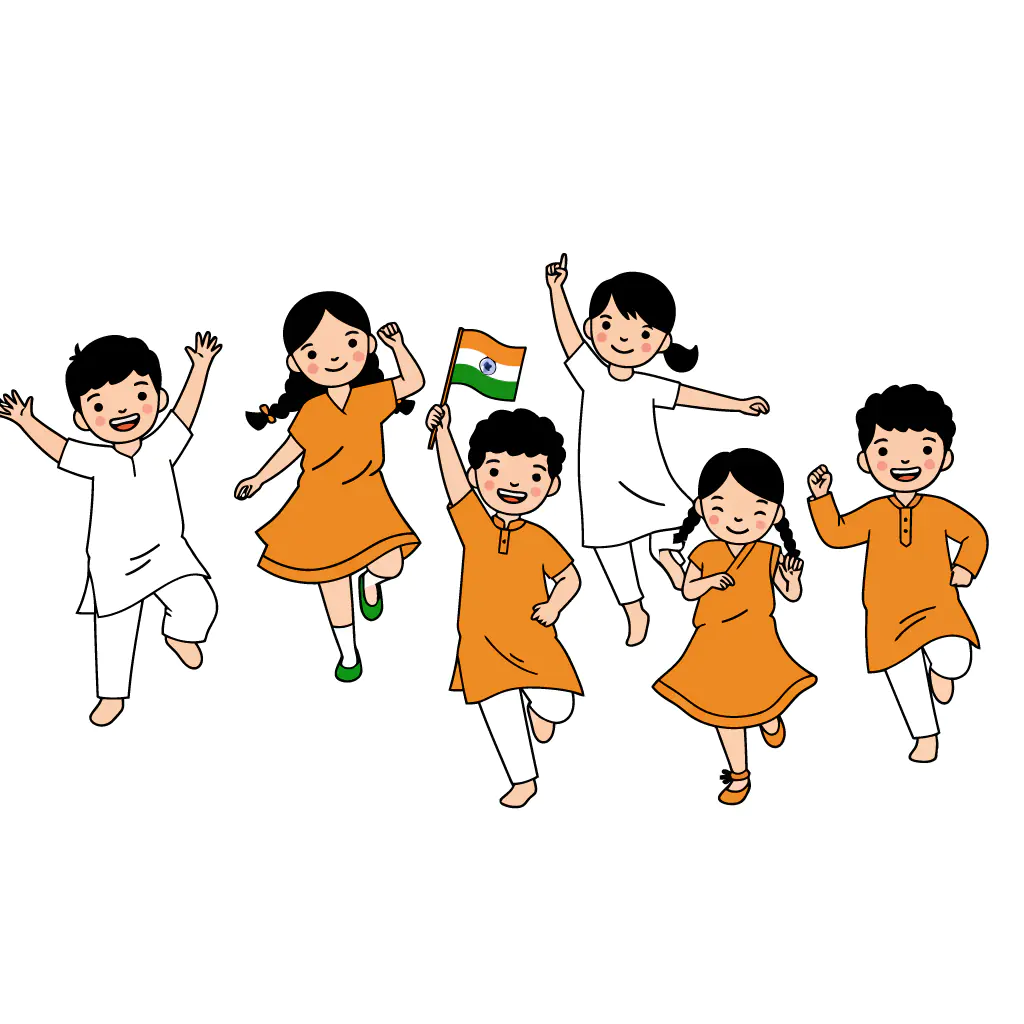 Joyful Indian Children Vector