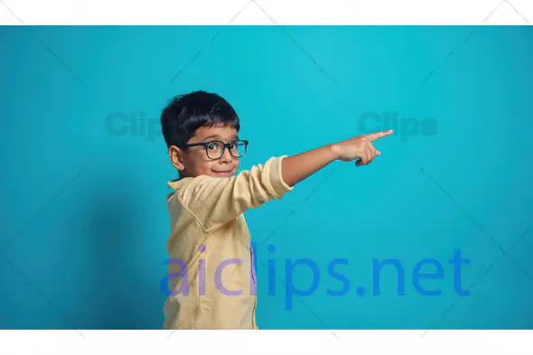 Playful Boy Pointing with Glasses