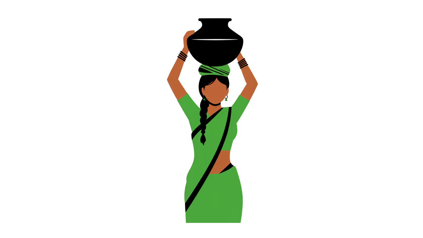 Green Sari Water Bearer Vector