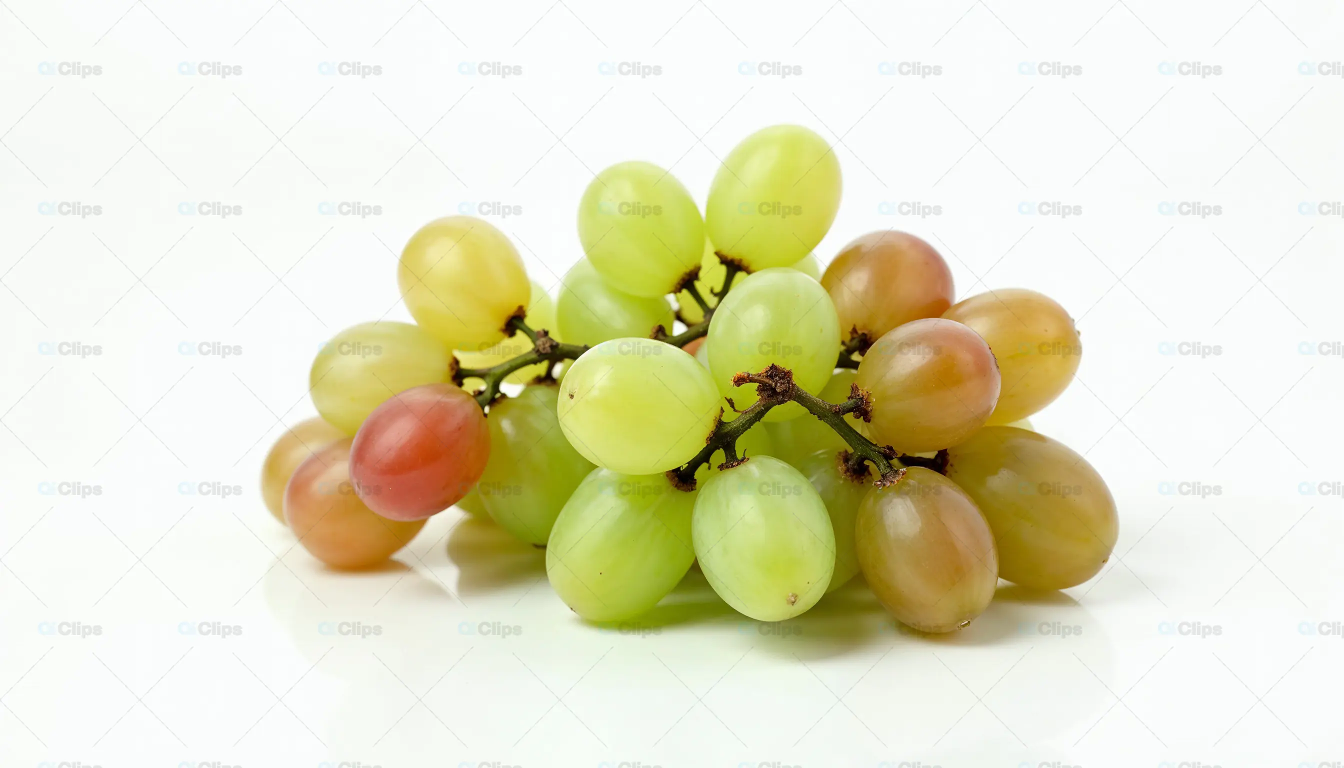 Mixed Grapes Cluster on White Background