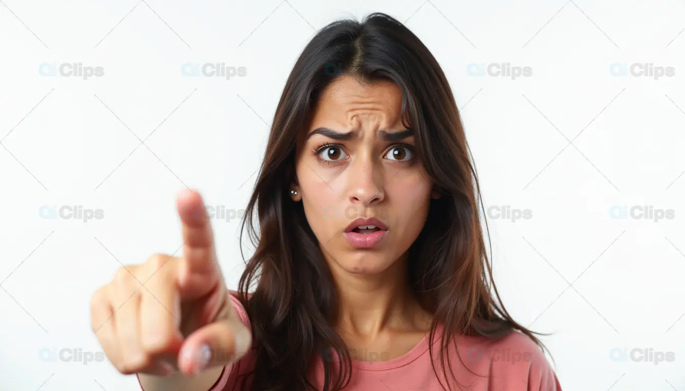 Concerned Woman Pointing Finger