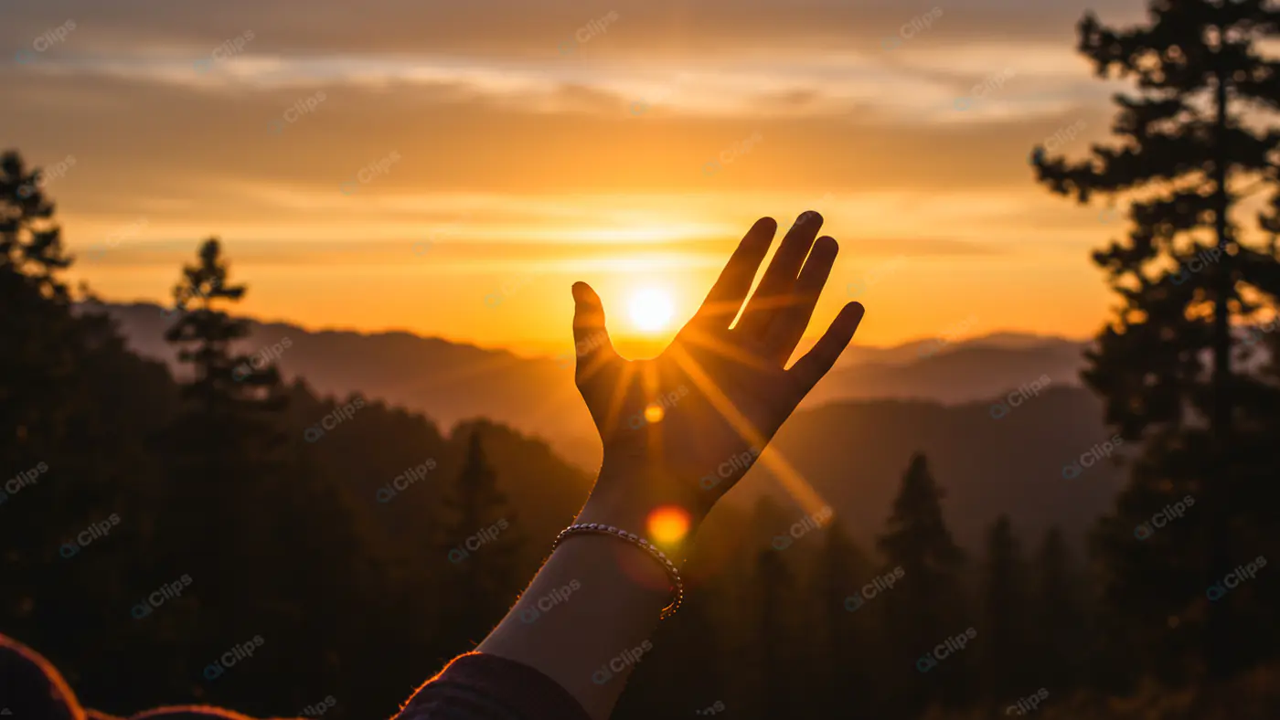 Radiant Sunset Hand Silhouette