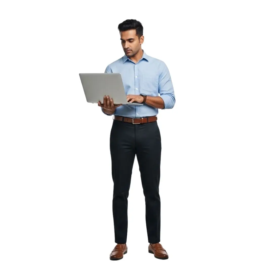 Indian Corporate Professional Working on Laptop PNG Clipart