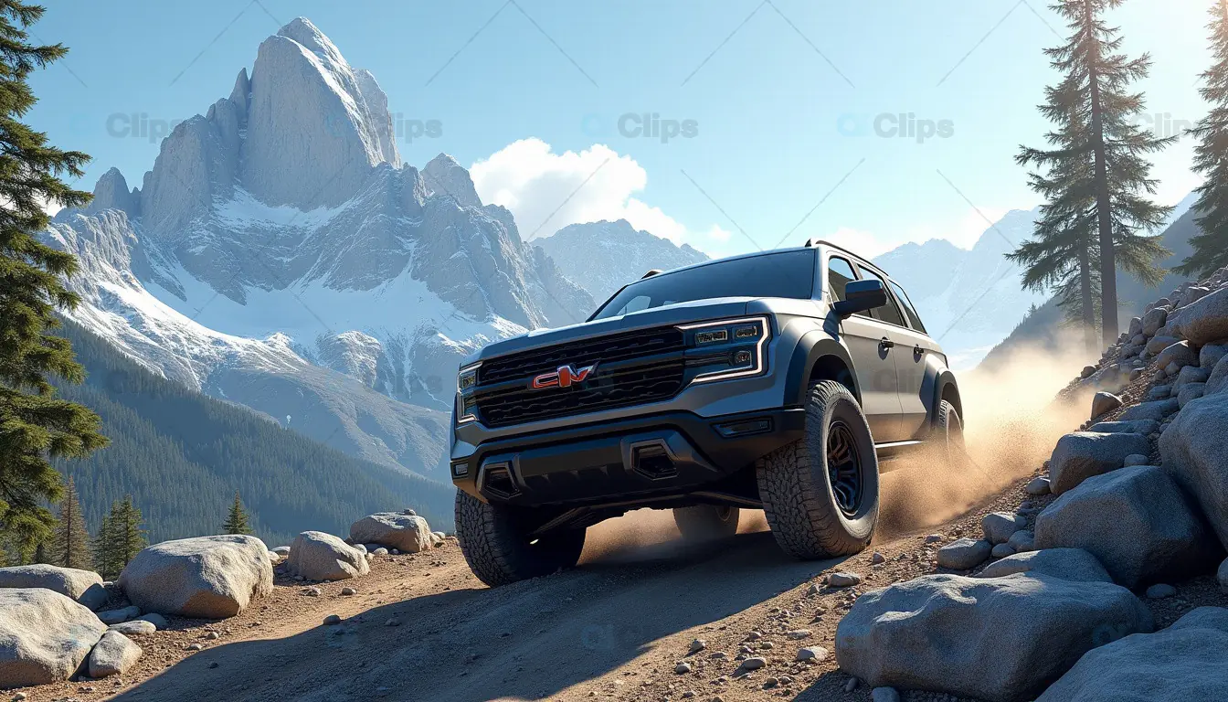 Off-Road SUV on Rugged Mountain Trail
