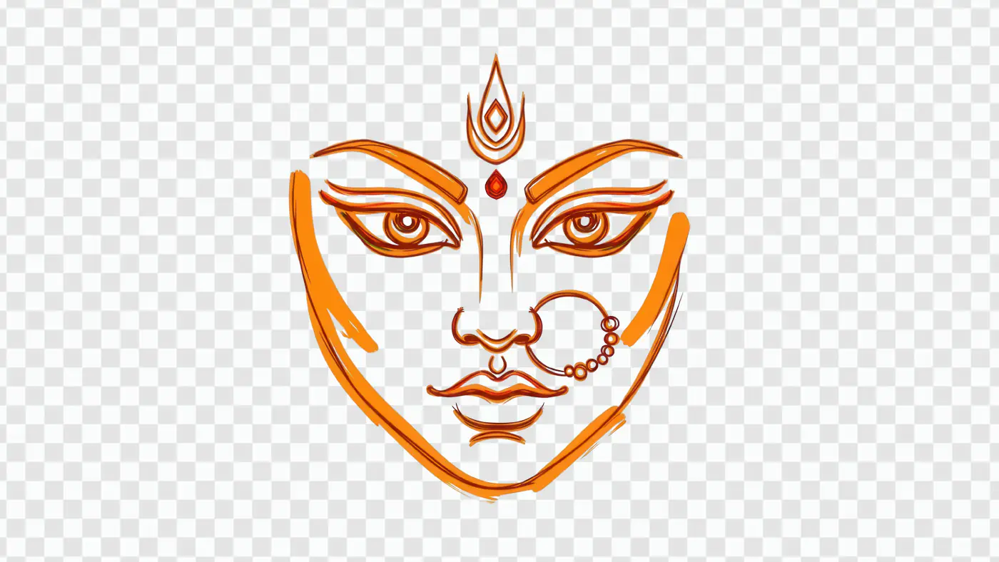 Powerful Durga Face Illustration Hindu Goddess Symbolism