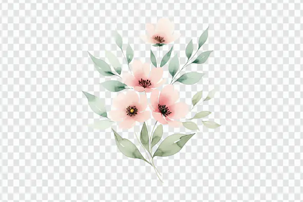 Delicate Watercolor Peach Blossoms Arrangement PNG Clipart