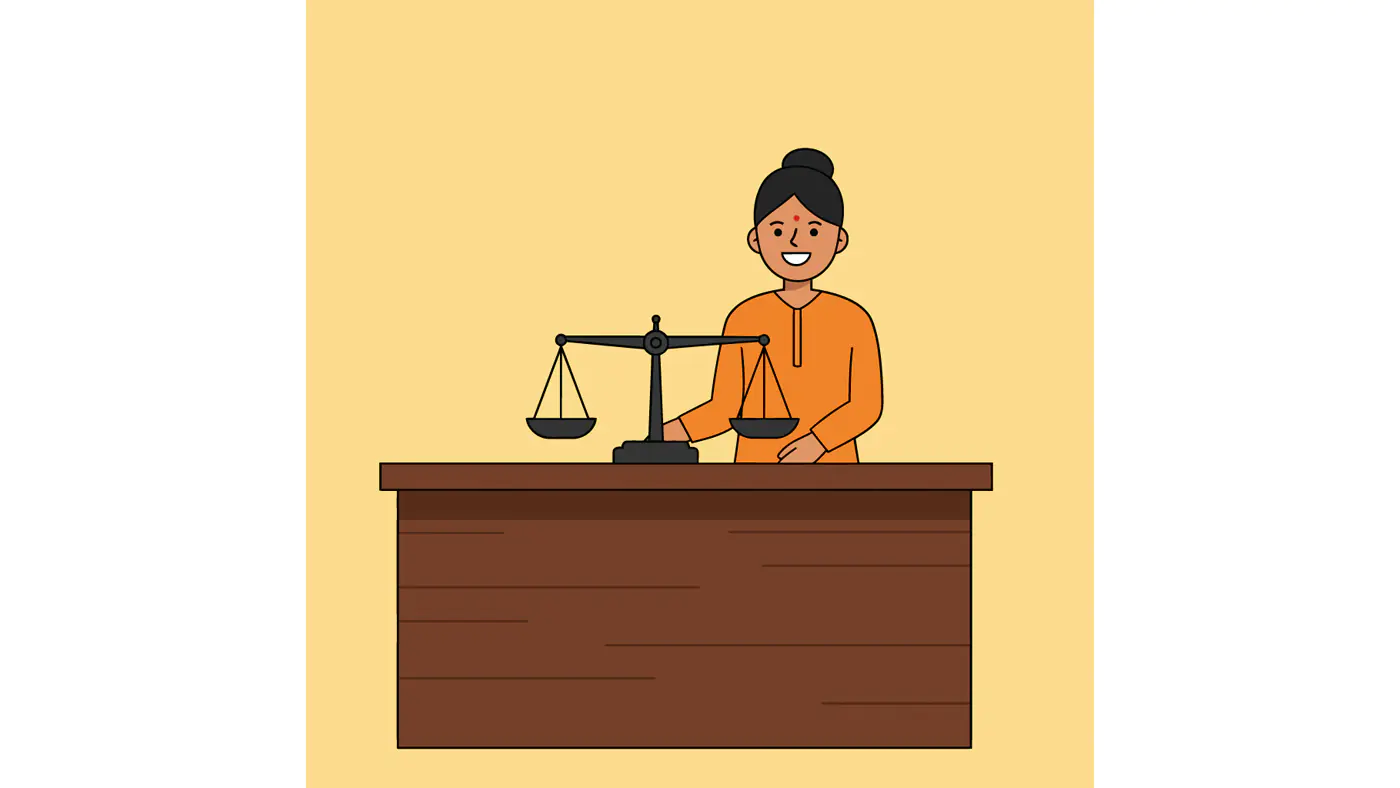 Indian Female Judge Vector Illustration