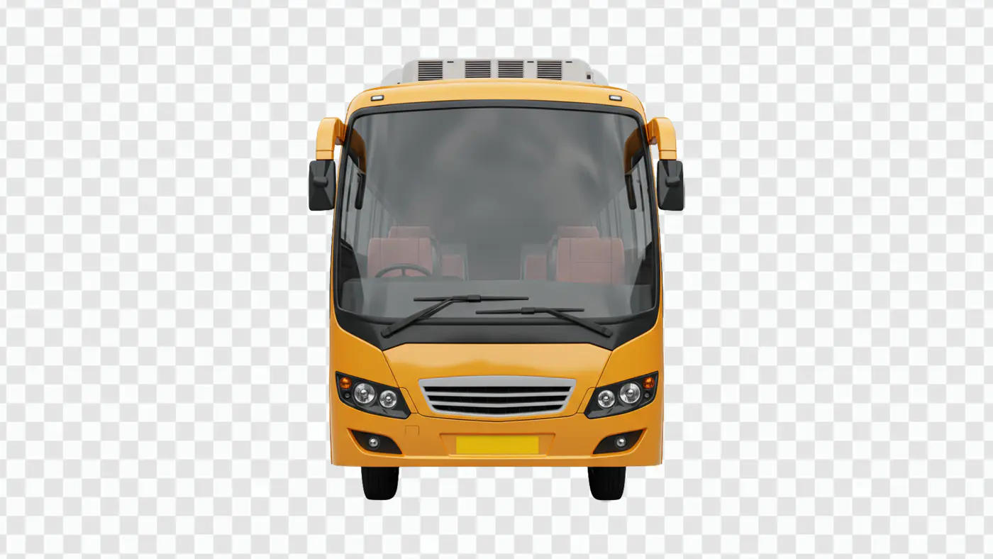 Modern Yellow City Bus Front View PNG